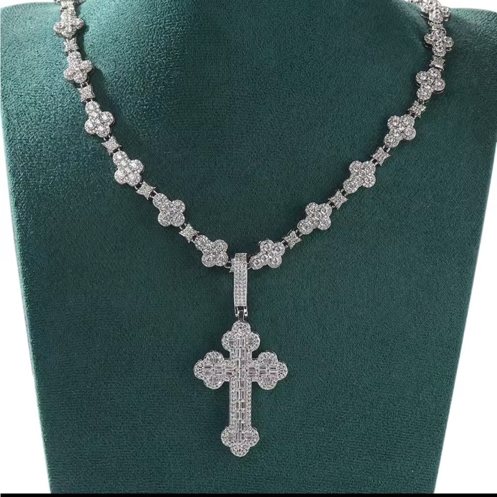 Silver Cross Necklace 16 inch